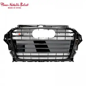 S3 RS3 Grill For Audi A3 S3 8V RS3 Quattro Hex Mesh Front Bumper Hood Grille