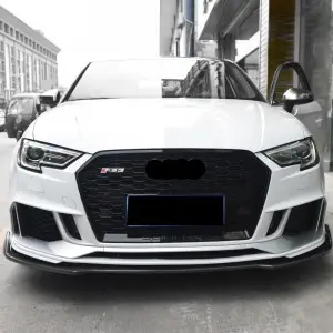 S3 RS3 8V.5 style car grille with ACC lower frame emblem for Audi A3 S3 2017-2019 front bumper grille