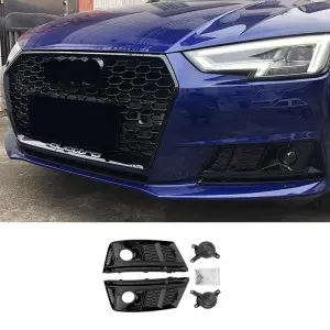 S4 honeycomb Fog lamp grill for Audi A4 With ACC Holes 17-19