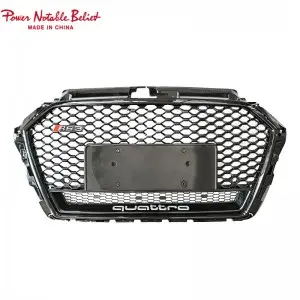 S3 RS3 8V.5 style car grille with ACC lower frame emblem for Audi A3 S3 2017-2019 front bumper grille