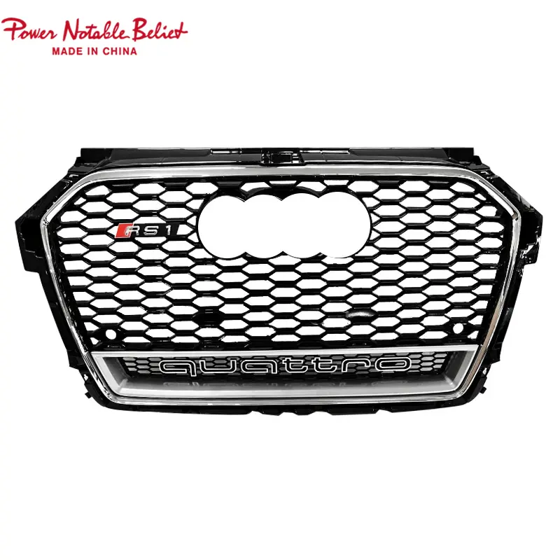 RS1 front bumper grill For Audi A1 S1 8X hood grille lower frame emblem (1)