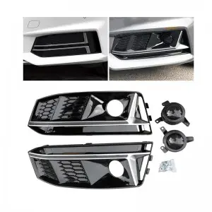 S4 honeycomb Fog lamp grill for Audi A4 With ACC Holes 17-19