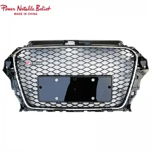 S3 RS3 Grill For Audi A3 S3 8V RS3 Quattro Hex Mesh Front Bumper Hood Grille