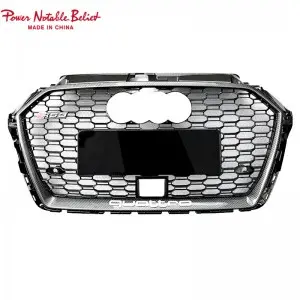 S3 RS3 8V.5 style car grille with ACC lower frame emblem for Audi A3 S3 2017-2019 front bumper grille