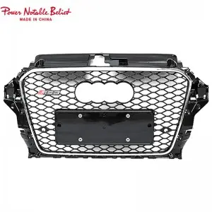S3 RS3 Grill For Audi A3 S3 8V RS3 Quattro Hex Mesh Front Bumper Hood Grille