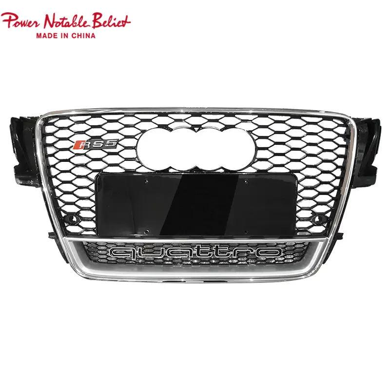 RS5 front grill for Audi A5 S5 B8 front bumper grille with lower frame quattro (1)