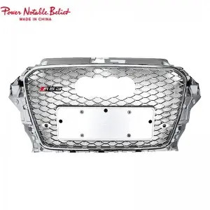 S3 RS3 Grill For Audi A3 S3 8V RS3 Quattro Hex Mesh Front Bumper Hood Grille